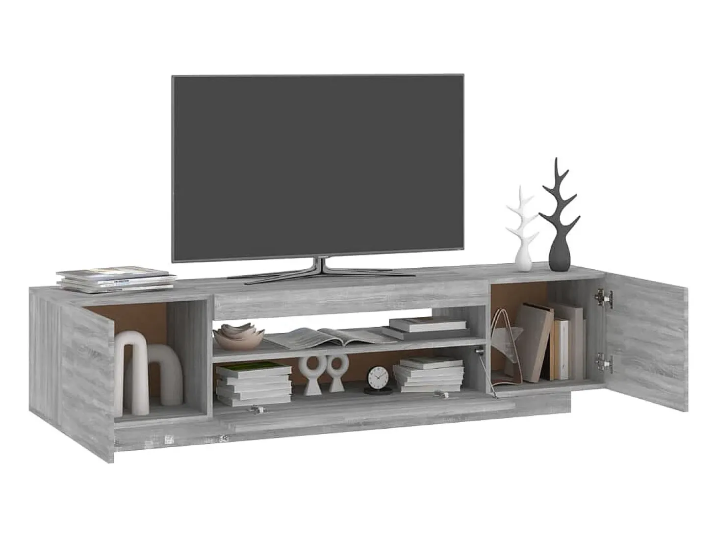 Crescent City Mueble de TV con luces LED gris Sonoma 160x35x40 cm