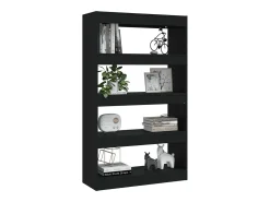 Crescent Springs Estantería/divisor madera de ingeniería negro 80x30x135 cm