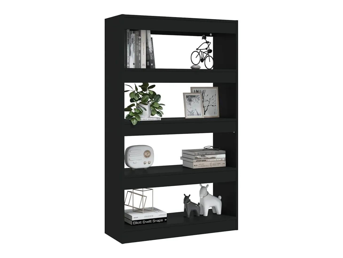 Crescent Springs Estantería/divisor madera de ingeniería negro 80x30x135 cm