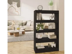 Crescent Springs Estantería/divisor madera de ingeniería negro 80x30x135 cm
