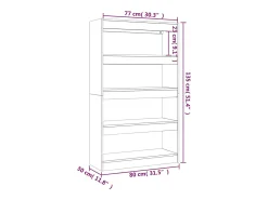 Crescent Springs Estantería/divisor madera de ingeniería negro 80x30x135 cm