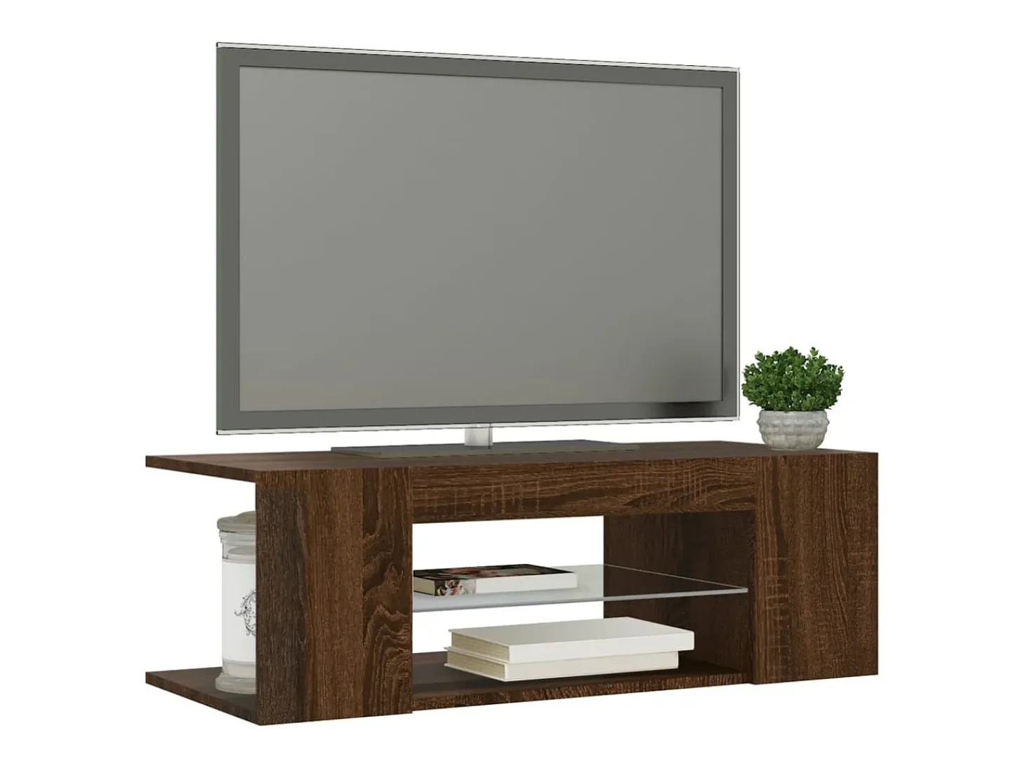 Crijn Mueble de TV con luces LED color roble marrón 90x39x30 cm