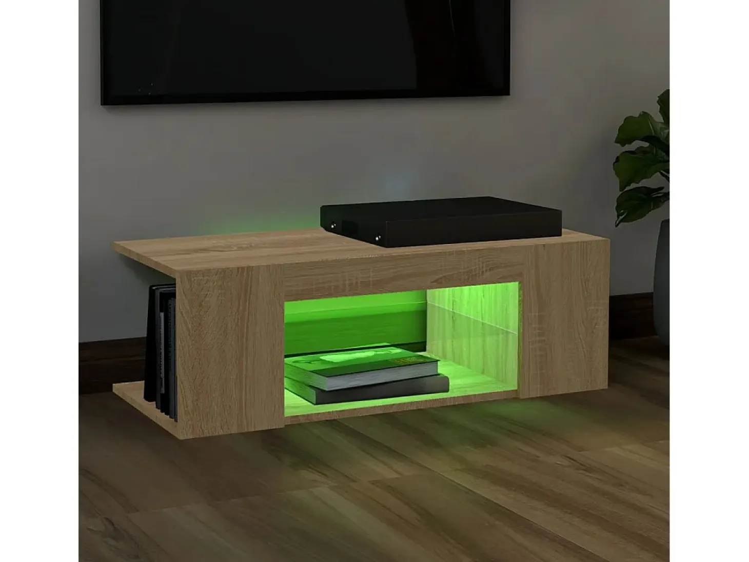 Crijn Mueble de TV con luces LED roble Sonoma 90x39x30 cm