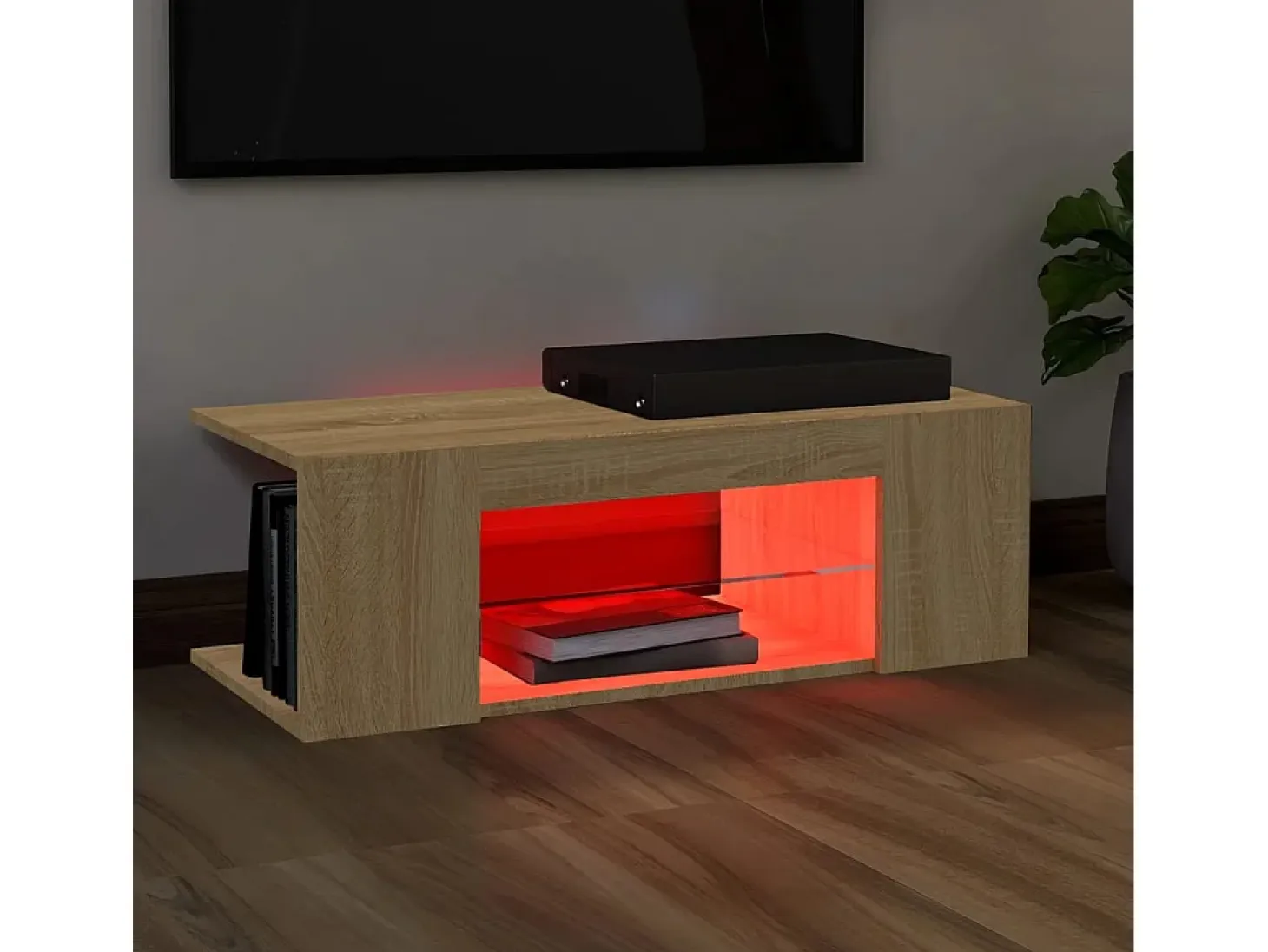 Crijn Mueble de TV con luces LED roble Sonoma 90x39x30 cm
