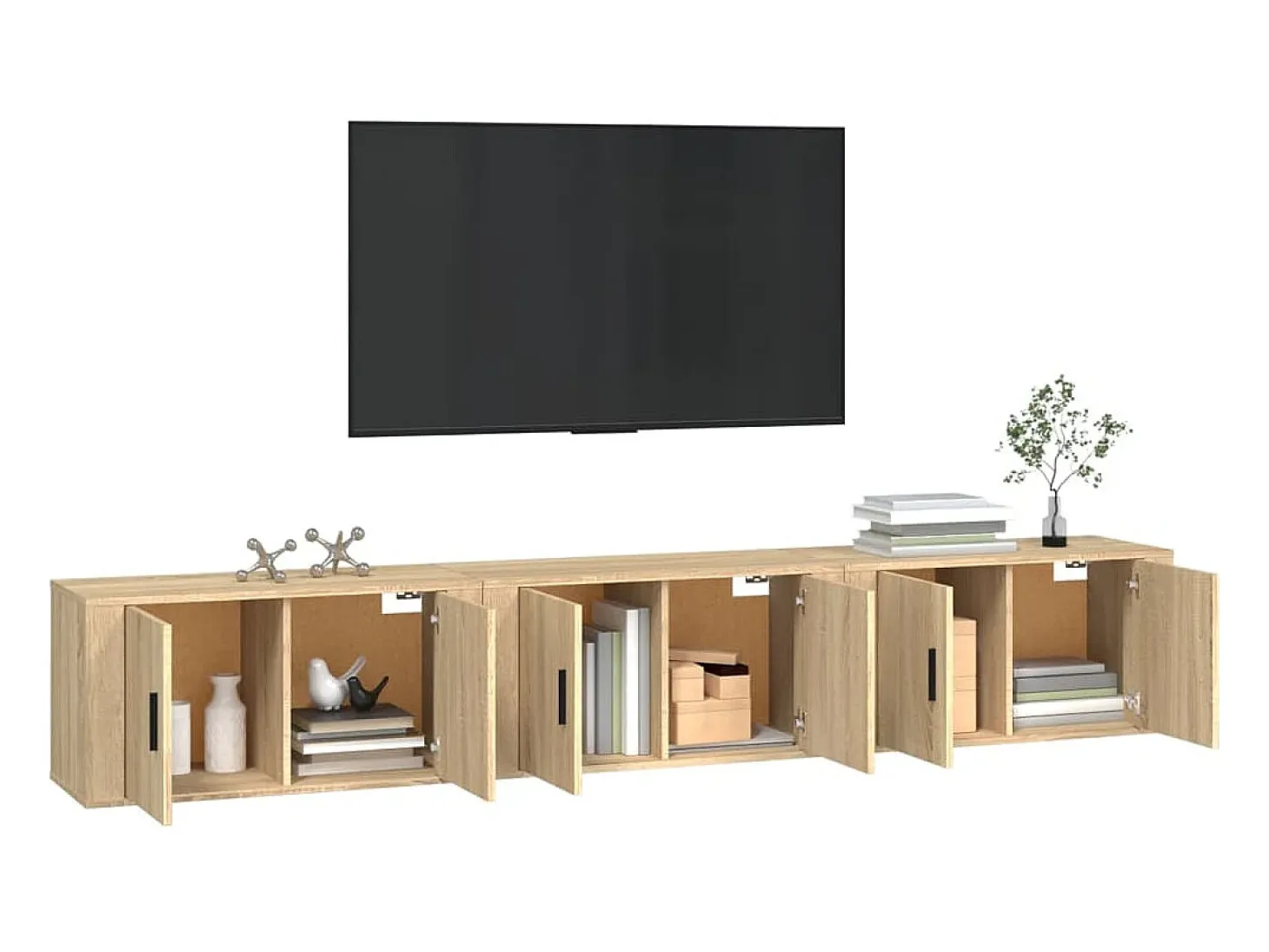 Crofton Muebles para TV de pared 3 uds roble Sonoma 80x34,5x40 cm