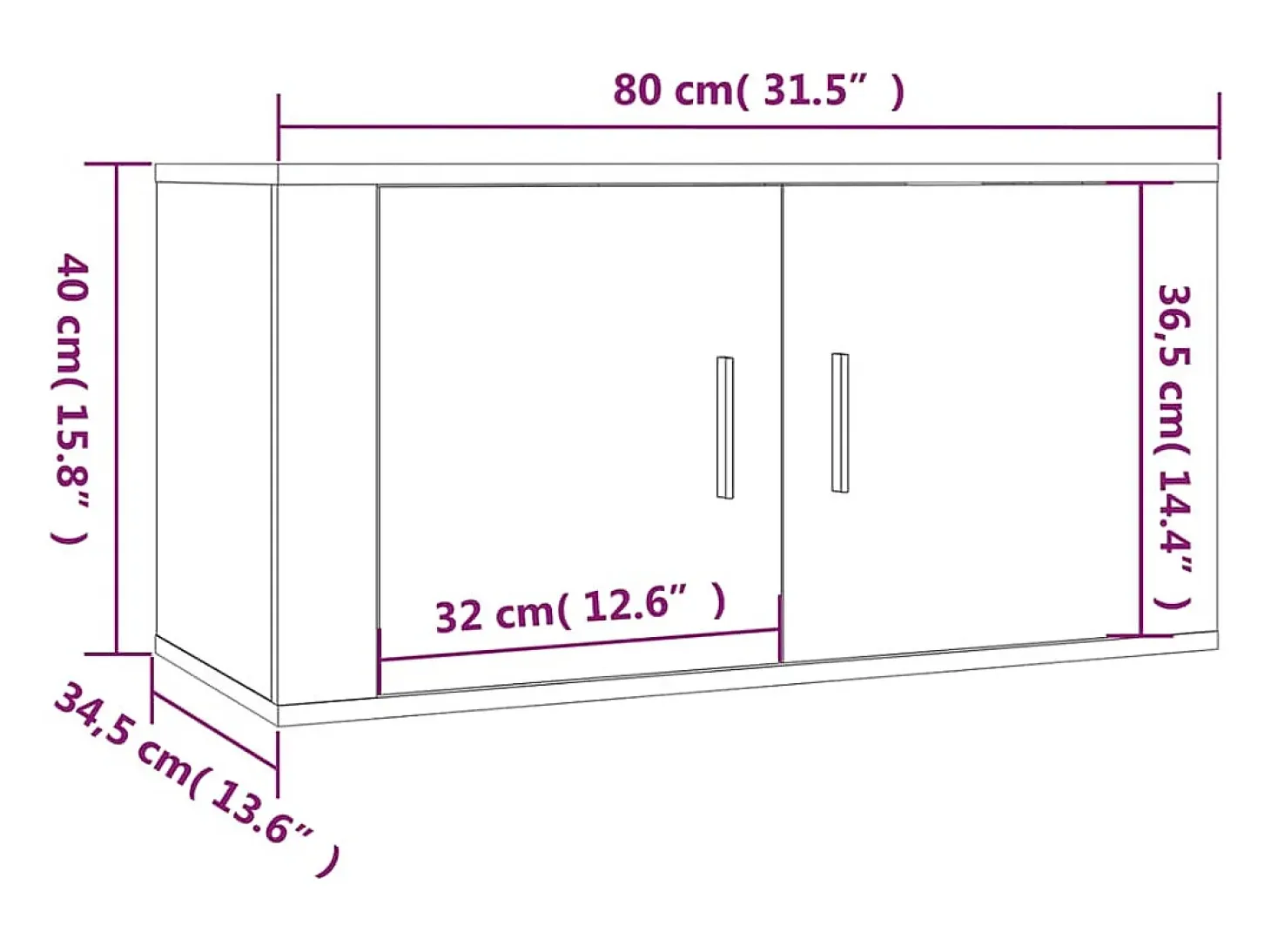 Crofton Muebles para TV de pared 3 uds roble Sonoma 80x34,5x40 cm