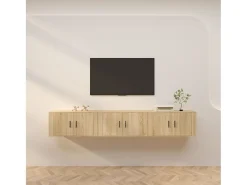Crofton Muebles para TV de pared 3 uds roble Sonoma 80x34,5x40 cm