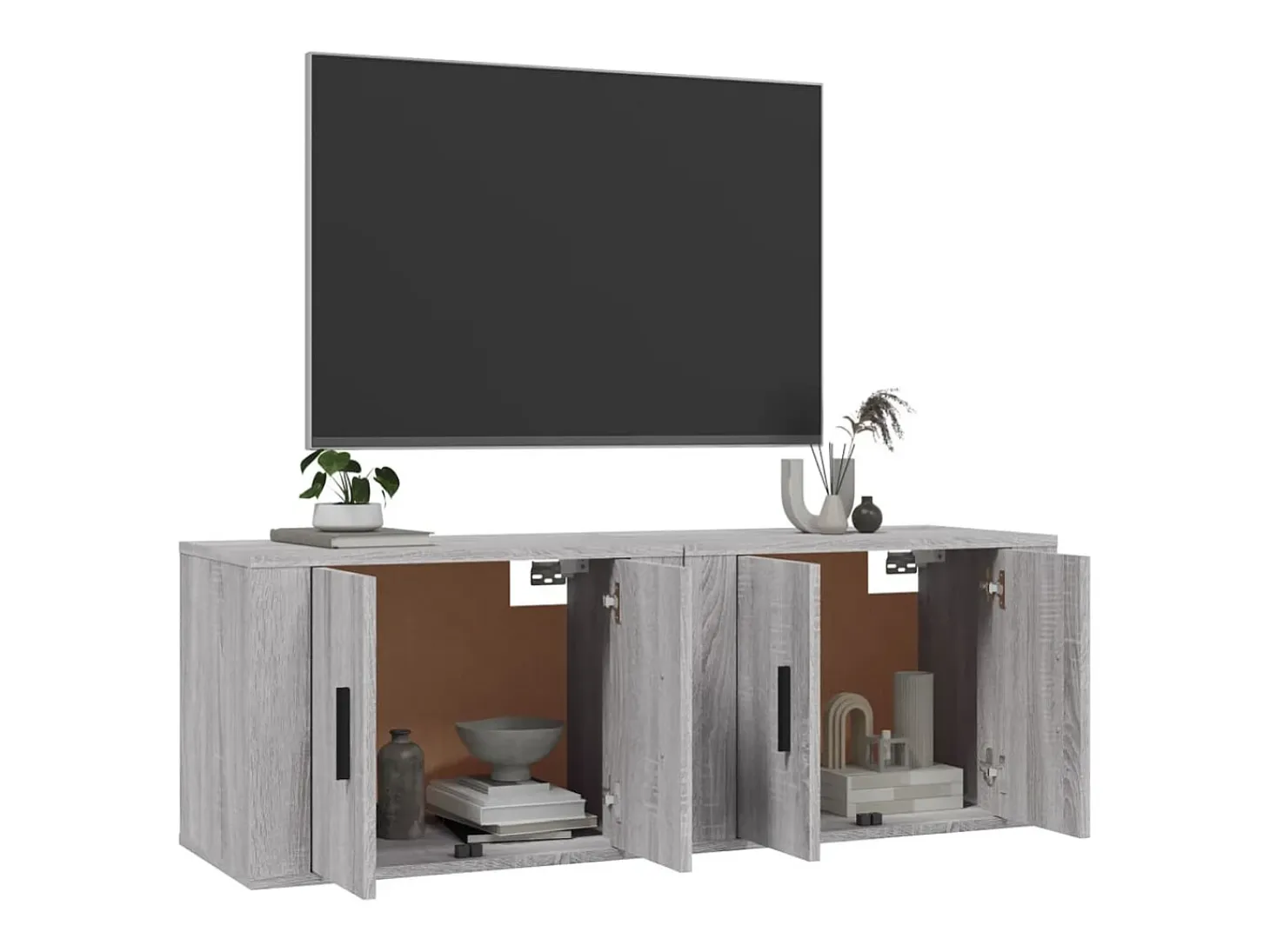 Crofton Muebles para TV de pared 2 uds gris Sonoma 57x34,5x40 cm