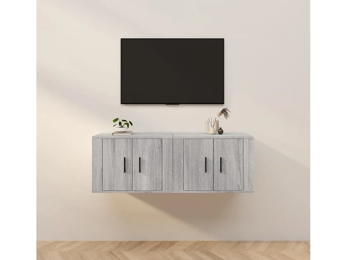 Crofton Muebles para TV de pared 2 uds gris Sonoma 57x34,5x40 cm