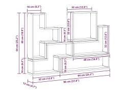 Cubo de pared Otros Roble Negro 96 x 12 x 64 cm Madera de ingeniería