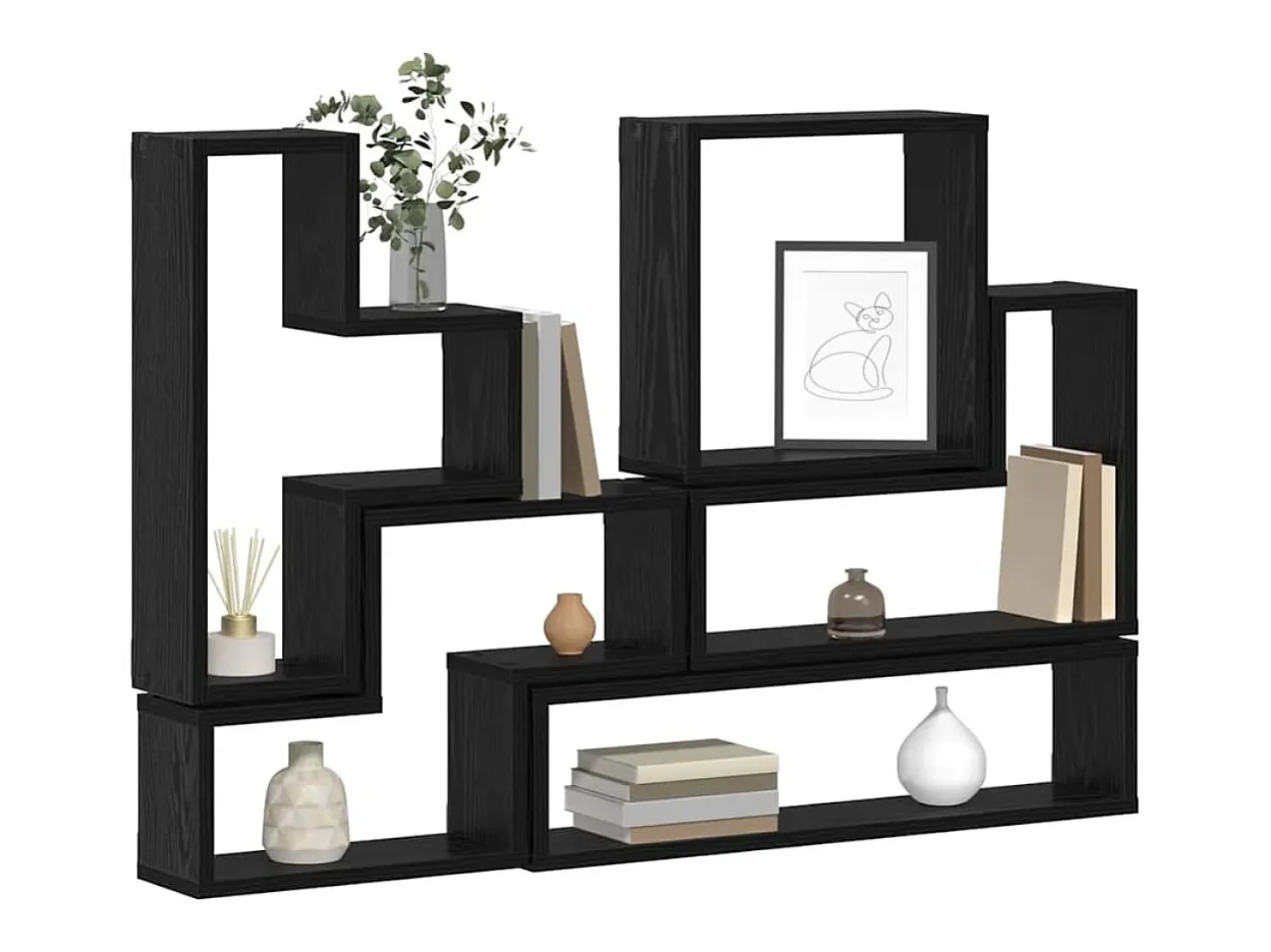 Cubo de pared Otros Roble Negro 96 x 12 x 64 cm Madera de ingeniería