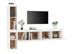 Daelyra Muebles para TV 4 piezas madera maciza de pino blanco