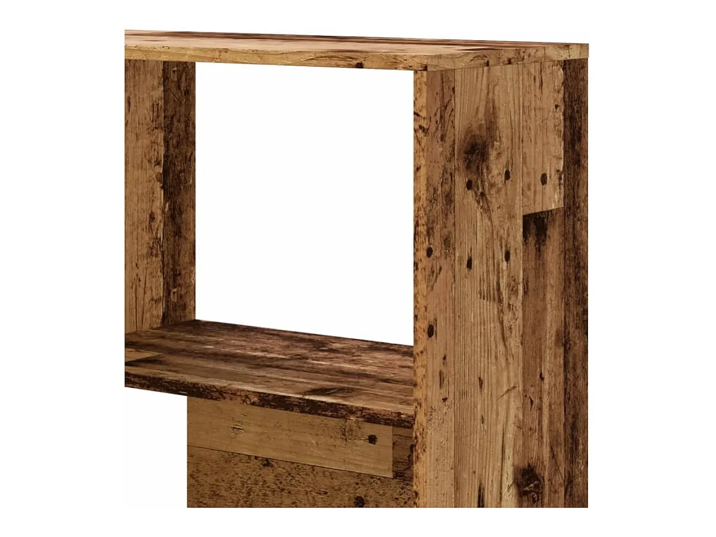 Damir Estantería de esquina 4 niveles madera envejecida 85x85x140 cm