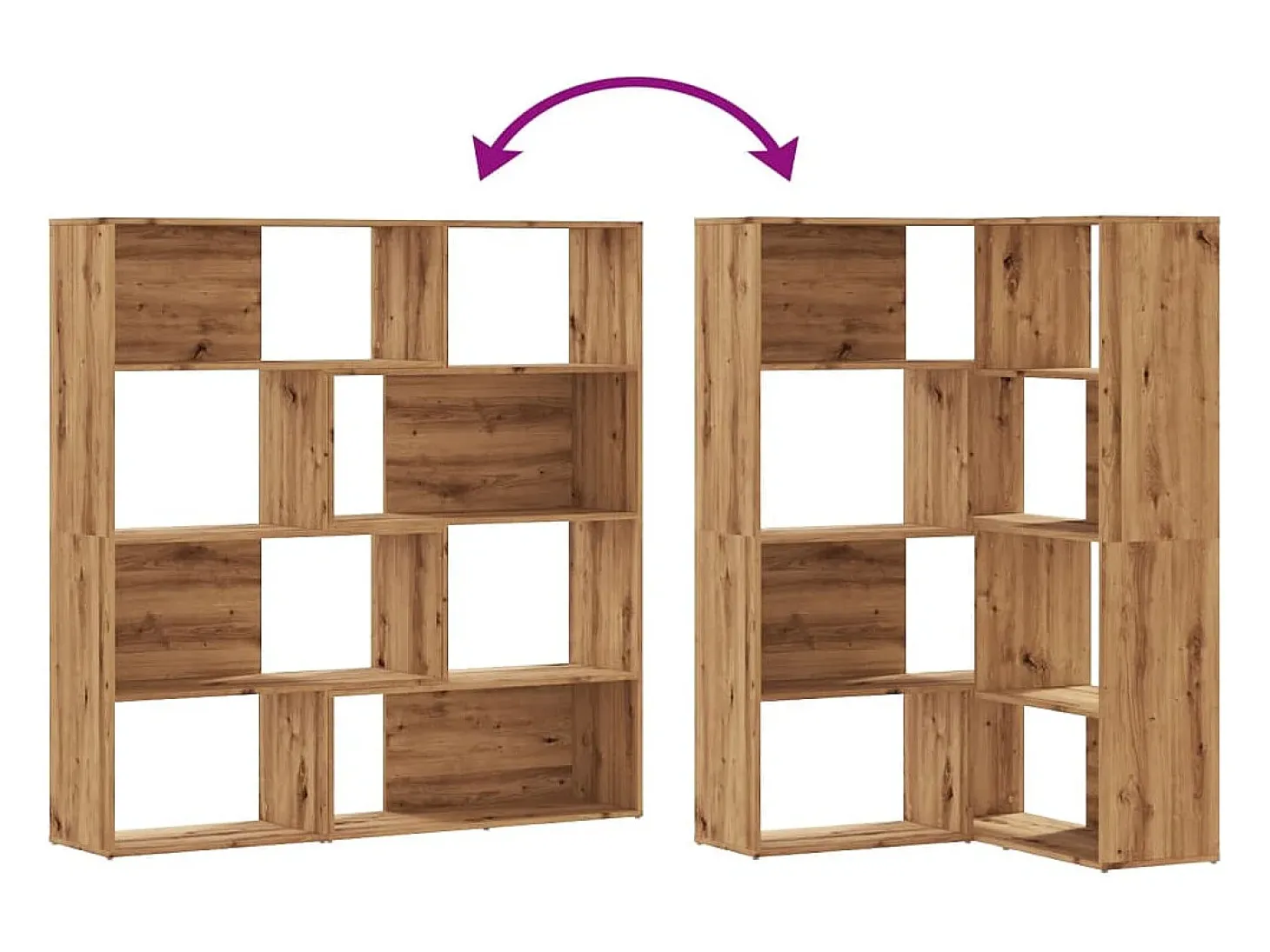 Damir Estantería esquina 4 niveles madera roble artisan 85x85x140 cm