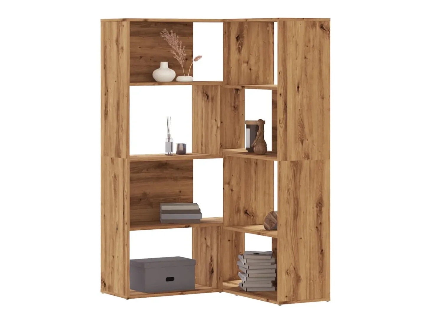 Damir Estantería esquina 4 niveles madera roble artisan 85x85x140 cm