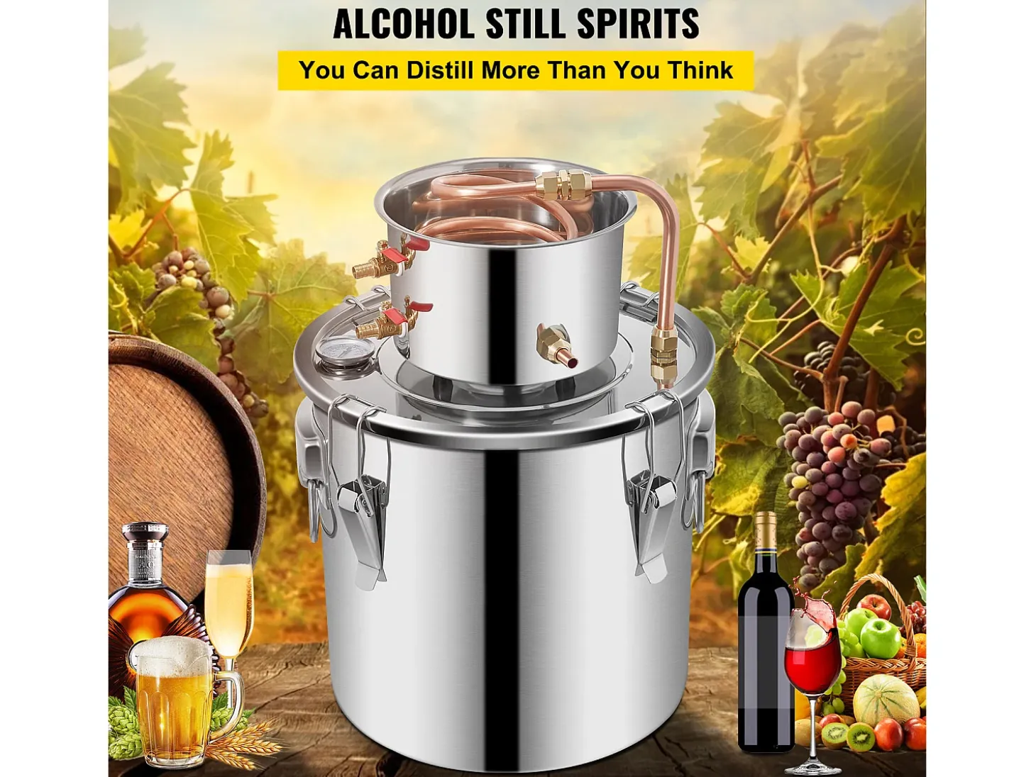 Destilador de Alcohol Moonshine Still SucceBuy, 20.8 L, Kit de Destilería, con Bomba de Agua, para Organizar Reuniones Familiares