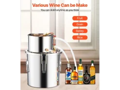 Destilador de Alcohol SucceBuy, Alambique de Alcohol, 11.4 L, Kit de Cervecería en Acero Inoxidable, con Serpentín de Cobre