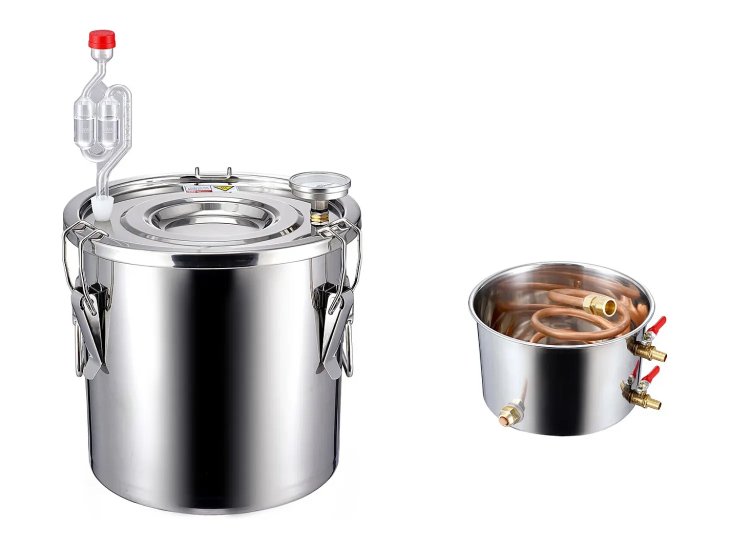 Destilador de Alcohol SucceBuy, Alambique de Alcohol, 11.4 L, Kit de Cervecería en Acero Inoxidable, con Serpentín de Cobre