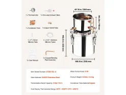 Destilador de Alcohol SucceBuy, Alambique de Alcohol, 11.4 L, Kit de Cervecería en Acero Inoxidable, con Serpentín de Cobre