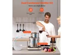 Destilador de Alcohol SucceBuy, Alambique de Alcohol, 11.4 L, Kit de Cervecería en Acero Inoxidable, con Serpentín de Cobre