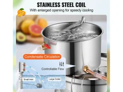 Destilador de Alcohol SucceBuy Destilador de Agua sin Gas de 11 L con Bomba de Agua de Acero Inoxidable
