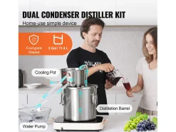 Destilador de Alcohol SucceBuy Destilador de Agua sin Gas de 11 L con Bomba de Agua de Acero Inoxidable