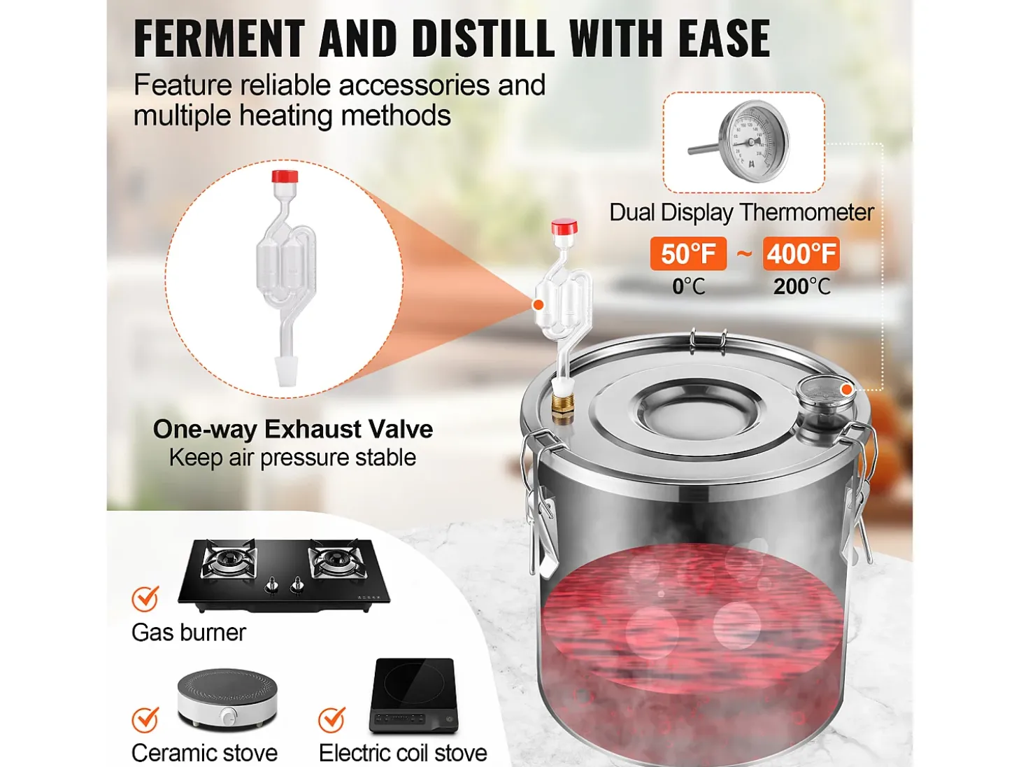 Destilador de Alcohol SucceBuy Destilador de Agua sin Gas de 11 L con Barril Thumper y Bomba de Agua de 8 W Bomba