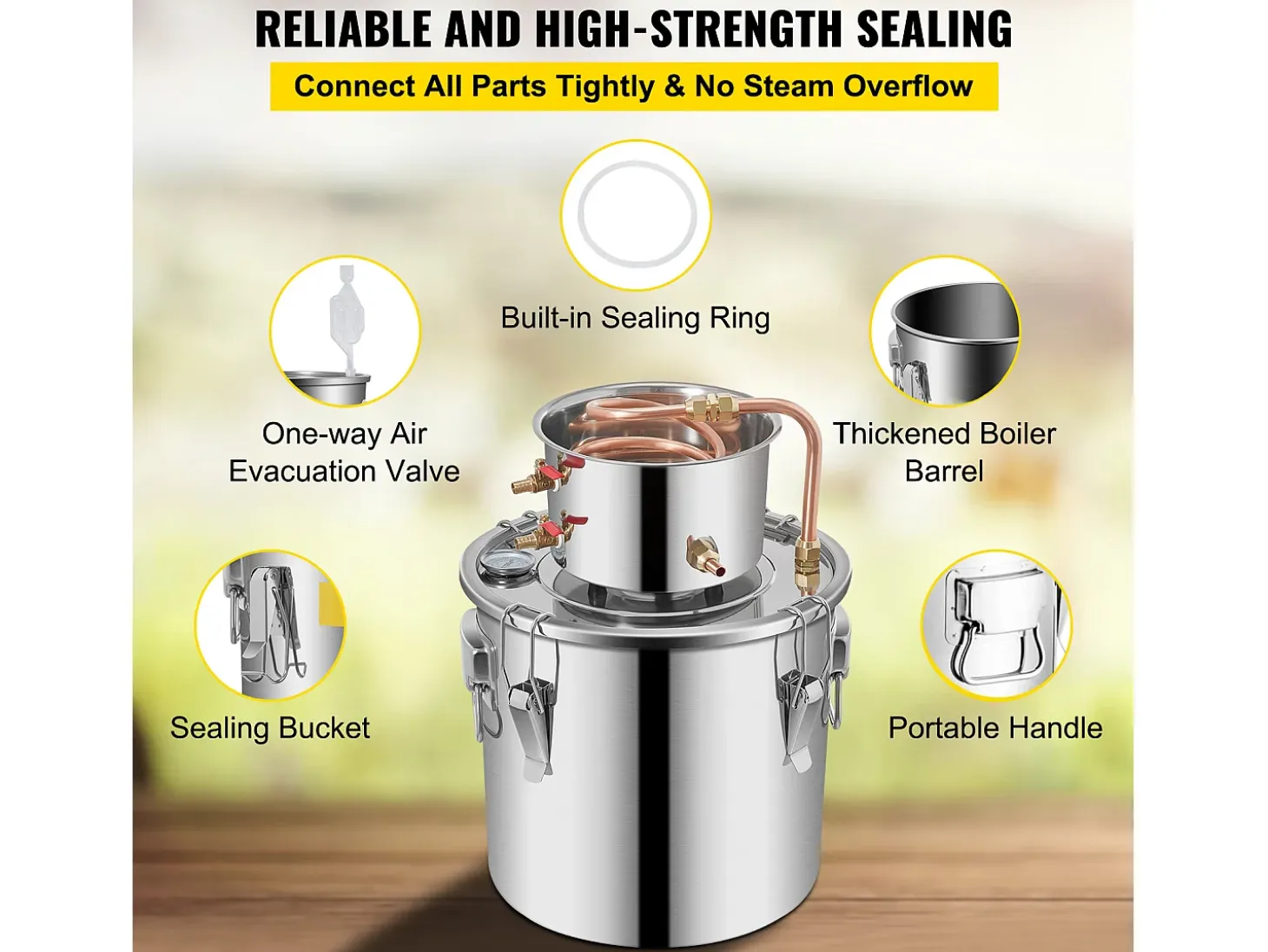 Destilador de Alcohol SucceBuy 12.5 L, Kit Moonshine Still, Destilería de Whisky con Bomba de Agua