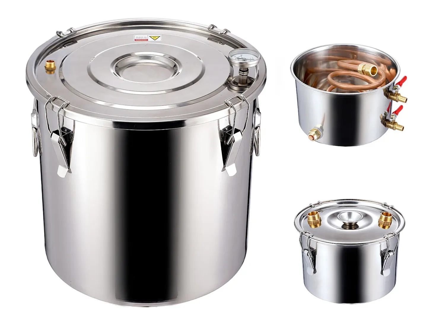 Destilador de Alcohol SucceBuy Destilador de Agua sin Gas de 11 L con Barril Thumper y Bomba de Agua de 8 W