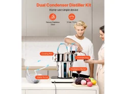 Destilador de Alcohol SucceBuy Destilador de Agua sin Gas de 11 L con Barril Thumper y Bomba de Agua de 8 W