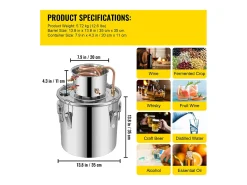 Destilador de Alcohol SucceBuy, 36 L, Fabricación de Whisky, Bomba de Agua, para Organizar Reuniones Familiares y Fiestas Festivas