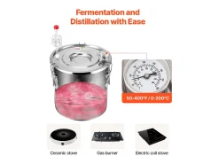 Destilador de Alcohol SucceBuy Destilador de Agua sin Gas de 19 L con Barril Thumper y Bomba de Agua de 8 W