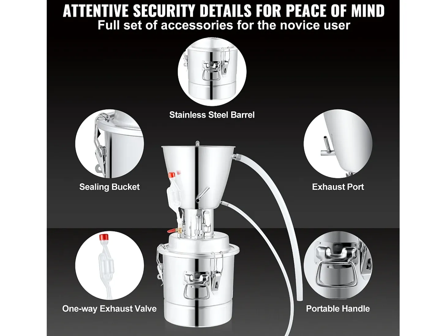 Destilador de Alcohol SucceBuy 70L Máquina Equipo de Cervecería para la Destilación en Casa de Whisky DIY, Acero Inoxidable