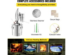Destilador de Alcohol SucceBuy 50L Destilador de Agua y Alcohol Moonshine Still, Plata