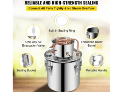 Destilador de Alcohol SucceBuy 17 L, Moonshine Still en Acero Inoxidable, Kit de Cervecería Casero para Whisky, Vino, Brandy