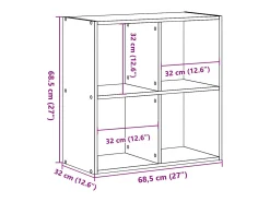 Digna Estantería de madera de ingeniería gris Sonoma 68,5x32x68,5 cm