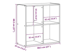 Digna Estantería madera de ingeniería roble Sonoma 68,5x32x68,5 cm