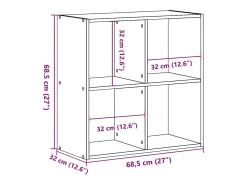 Digna Estantería madera ingeniería color envejecido 68,5x32x68,5 cm