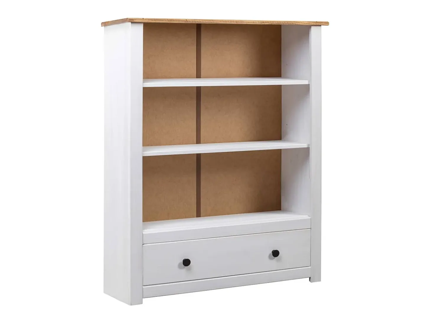 Dina Librería de madera maciza pino estilo Panamá blanco 80x35x110 cm
