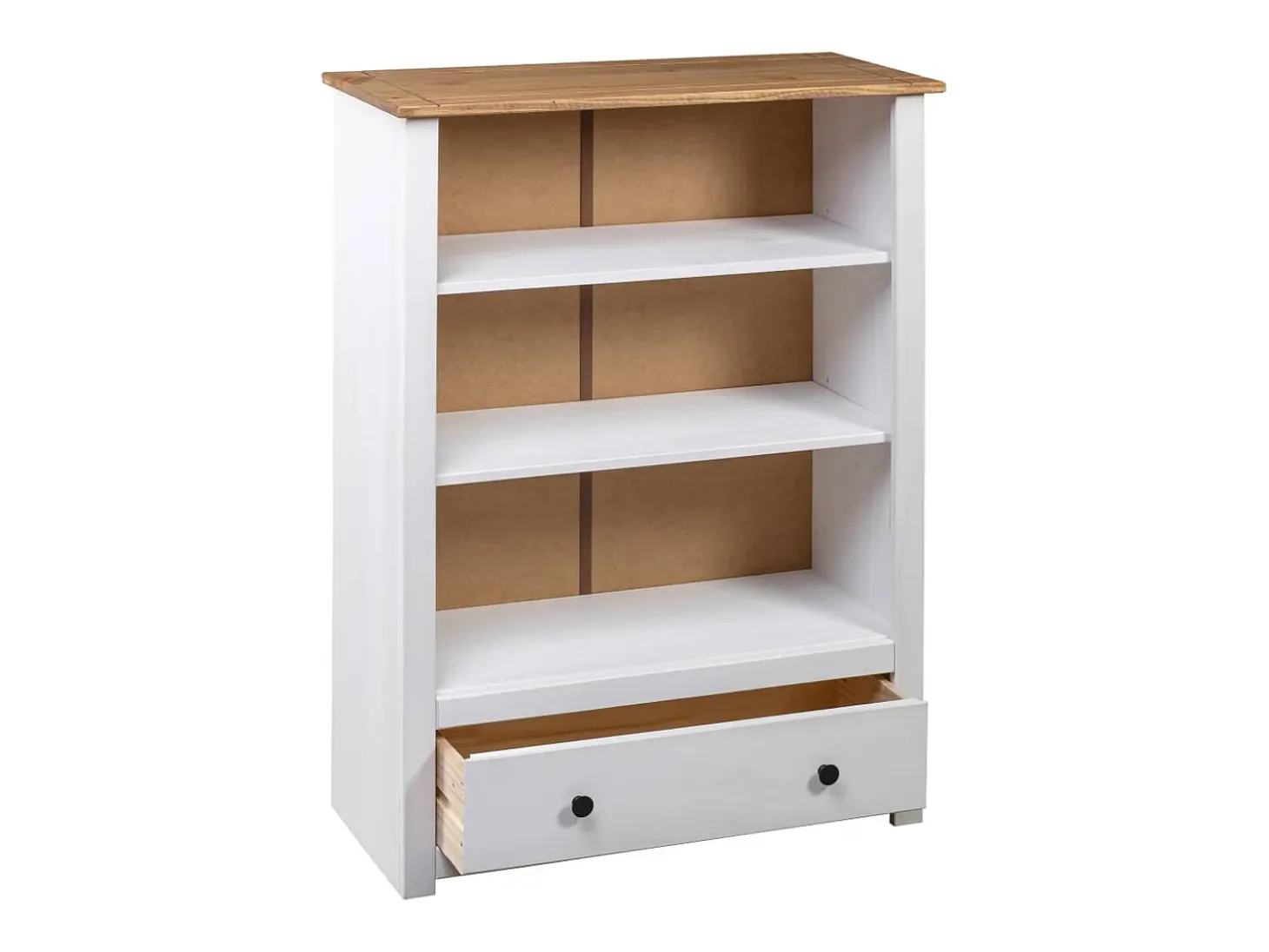 Dina Librería de madera maciza pino estilo Panamá blanco 80x35x110 cm