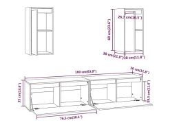 Dirkin Muebles para TV 4 piezas madera maciza de pino blanco