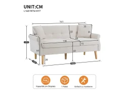 Diseño moderno, muebles tapizados, sofá doble, sofá tapizado con cojines gruesos, beige