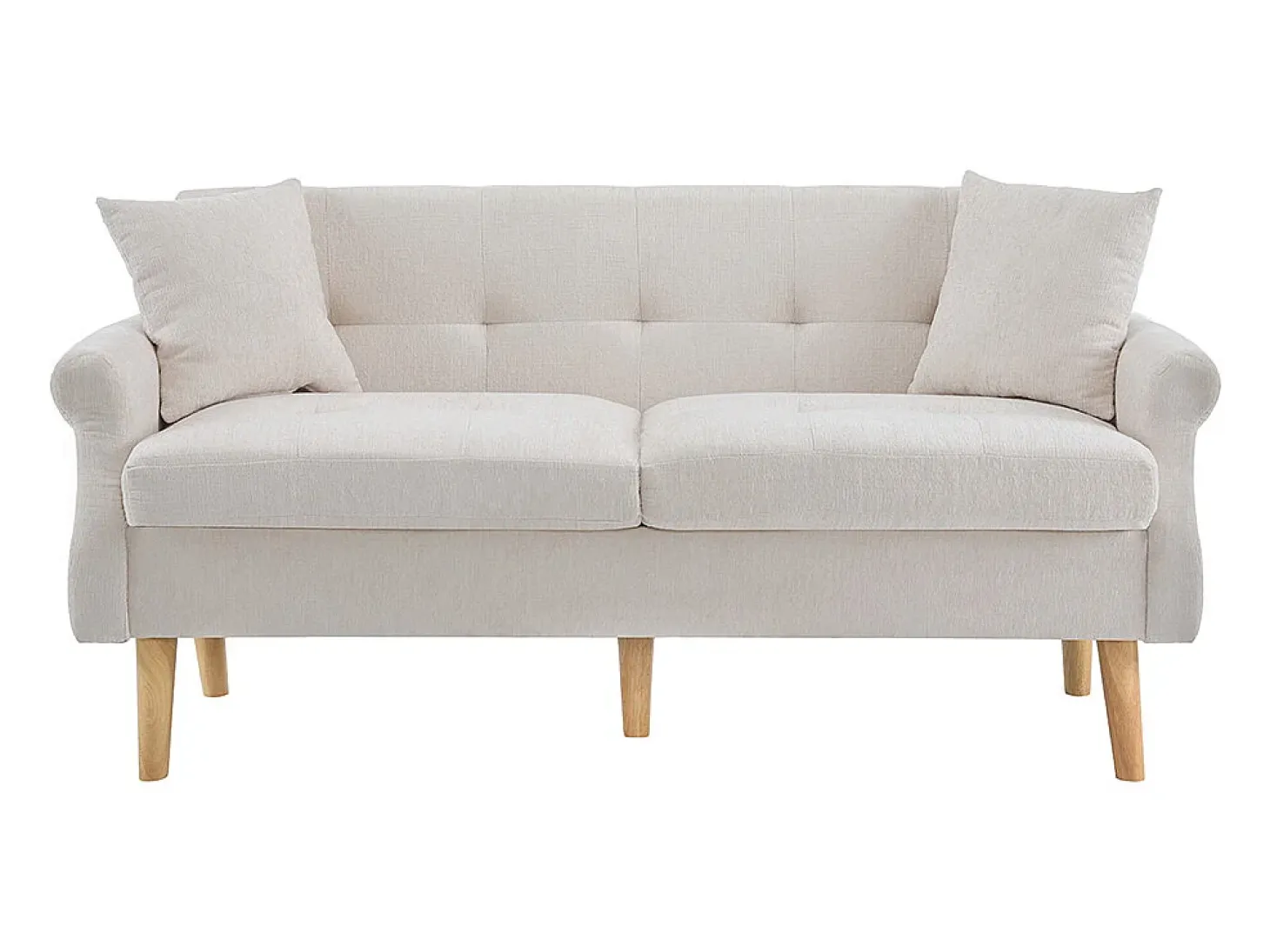 Diseño moderno, muebles tapizados, sofá doble, sofá tapizado con cojines gruesos, beige