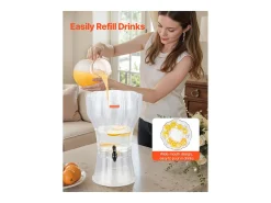 Dispensador de Bebidas SucceBuy, Gran Capacidad de 13 L, Fuente de Agua de Plástico, Dispensador de Agua, Zumo, Limonada y Té Helado, para Café
