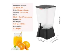 Dispensador de Bebidas SucceBuy, Gran Capacidad de 19 L, Fuente de Agua de Plástico, Dispensador de Agua, Zumo, Limonada y Té Helado, para Café