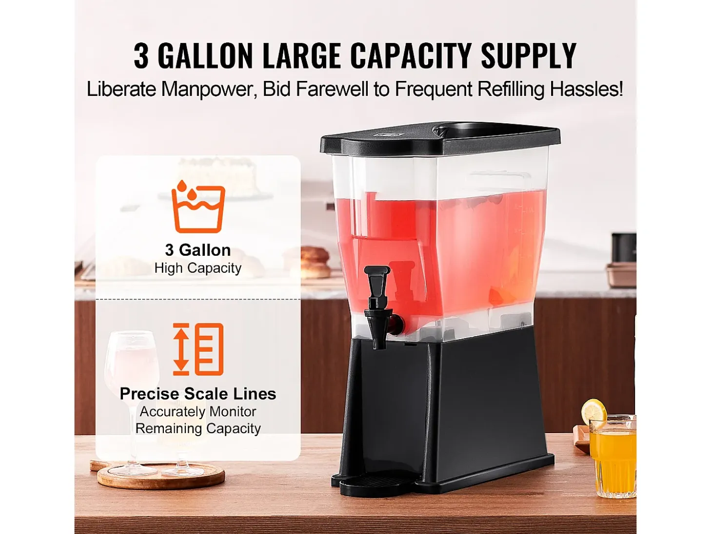 Dispensador de Bebidas SucceBuy Dispensador de Bebidas de Plástico para Fiestas de 11 L, Independiente