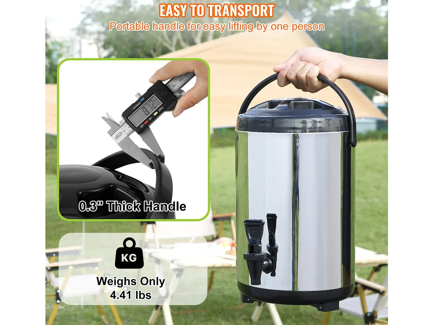 Dispensador de Bebidas, SucceBuy Dispensador de Bebidas de Acero Inoxidable con Aislamiento de 7,6 L