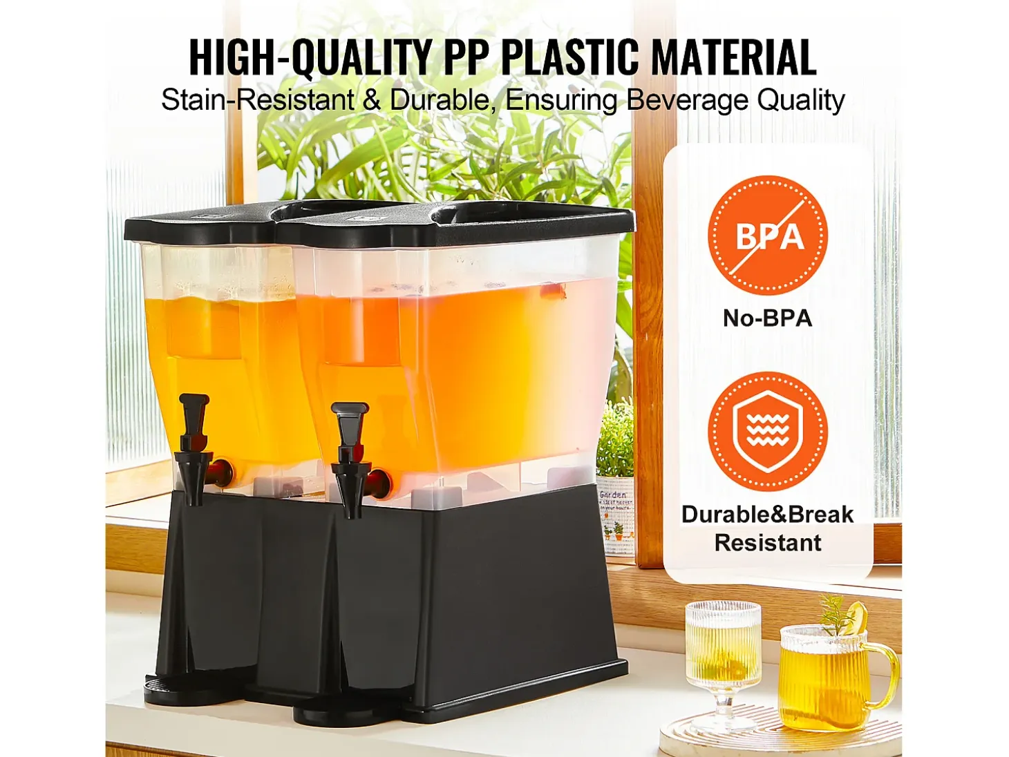 Dispensador de Bebidas SucceBuy Dispensador de Bebidas de Plástico para Fiestas de 11 L × 2 con Soporte