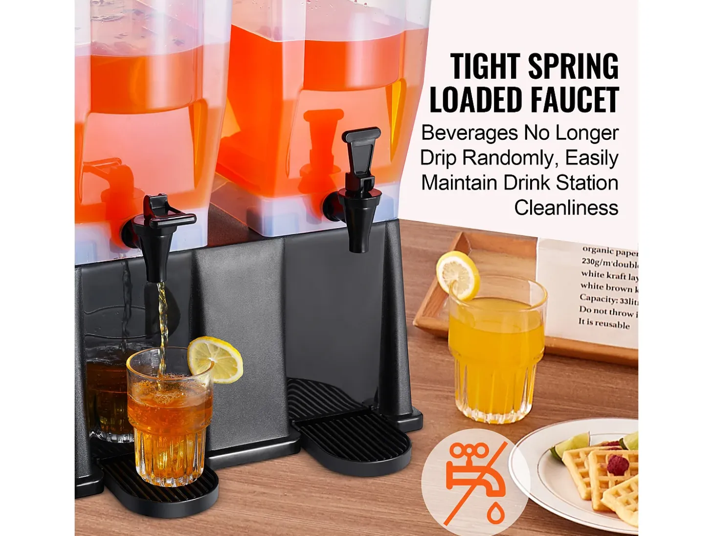 Dispensador de Bebidas SucceBuy Dispensador de Bebidas de Plástico para Fiestas de 11 L × 2 con Soporte