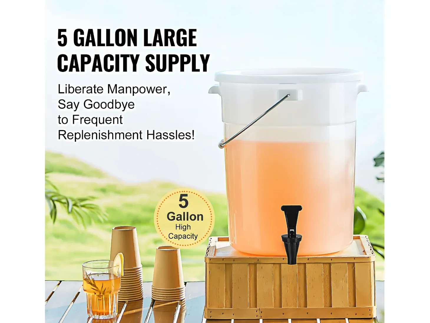 Dispensador de Bebidas SucceBuy Dispensador de Bebidas de Plástico para Fiestas de 19 L con Grifo